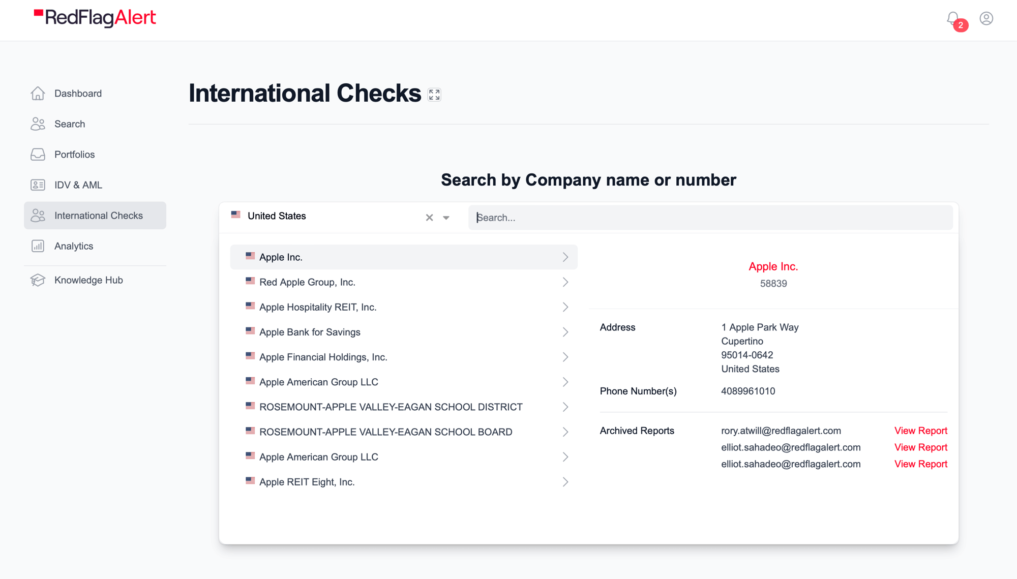 International Credit reports